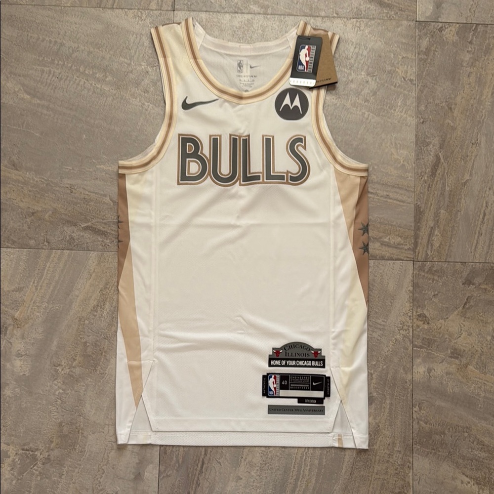 Nike Bulls UC 30th Anniversary Cream and Tan Dri-FIT Basketball Jersey